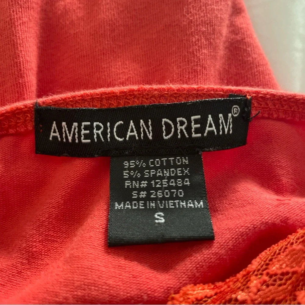 American Dream Vintage‎ Y2K Lace Trim Tank Top Orange Sz S